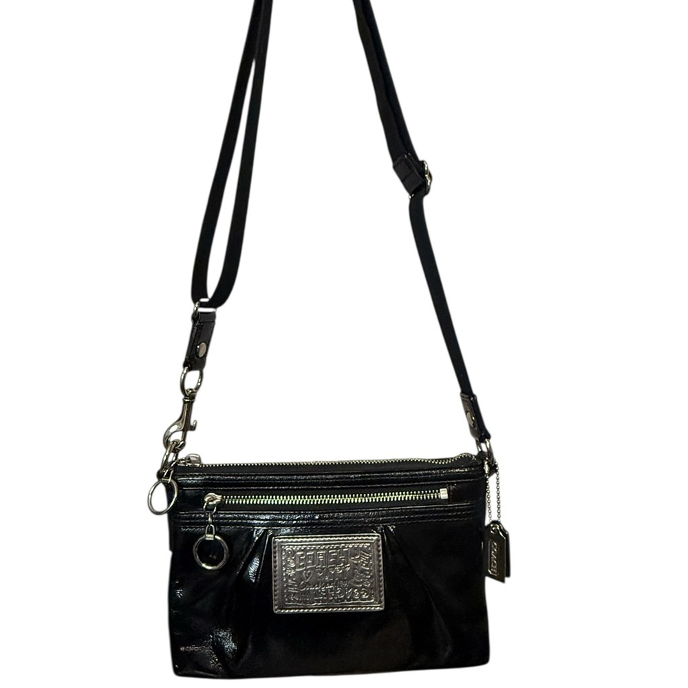 Coach Poppy Liquid Gloss Double Zip Crossbody/Shoulder Bag